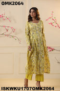 Floral Printed Malmal Front Slit Kurti With Palazzo-ISKWKU1707OMK2064