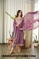 Embroidered Rayon Naira Cut Kurti With Pant And Chiffon Dupatta-ISKWSU1707OMK1354