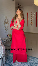 Embroidered Chinon Kurti With Pant-ISKWKU170715967
