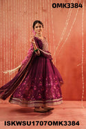 Floral Printed Organza Anarkali Kurti With Pant And Dupatta-ISKWSU1707OMK3384