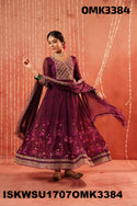 Floral Printed Organza Anarkali Kurti With Pant And Dupatta-ISKWSU1707OMK3384