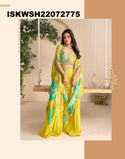 Embroidered Chinon Silk Crop Top With Sharara And Shrug-ISKWSH21072775