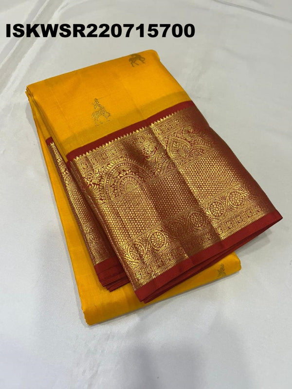 Kanchipuram Handloom Korvai Silk Saree With Contrast Blouse-ISKWSR220715700