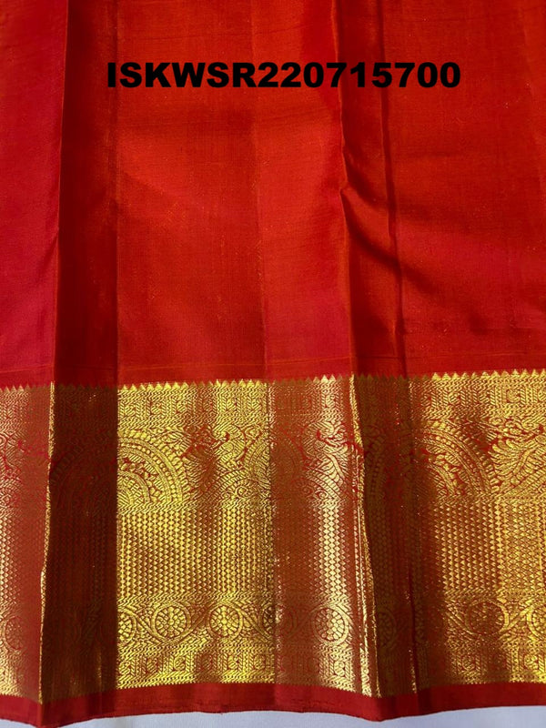 Kanchipuram Handloom Korvai Silk Saree With Contrast Blouse-ISKWSR220715700