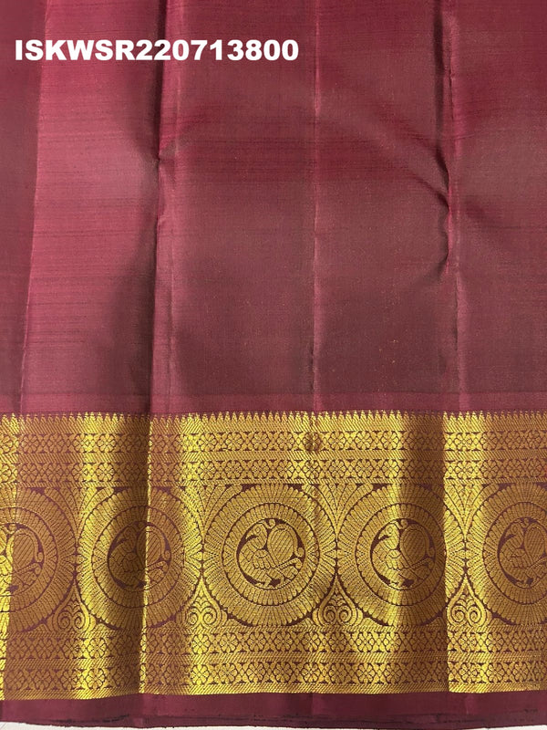 Kanchipuram Handloom Silk Saree With Contrast Blouse-ISKWSR220713800