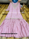 Embroidered Silk Kurti With Sharara And Organza Dupatta-ISKWSH2207NP3675