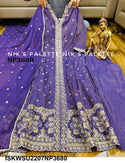 Embroidered Tissue Silk Front Slit Anarkali Kurti With Pant And Sequined Dupatta-ISKWSU2207NP3680