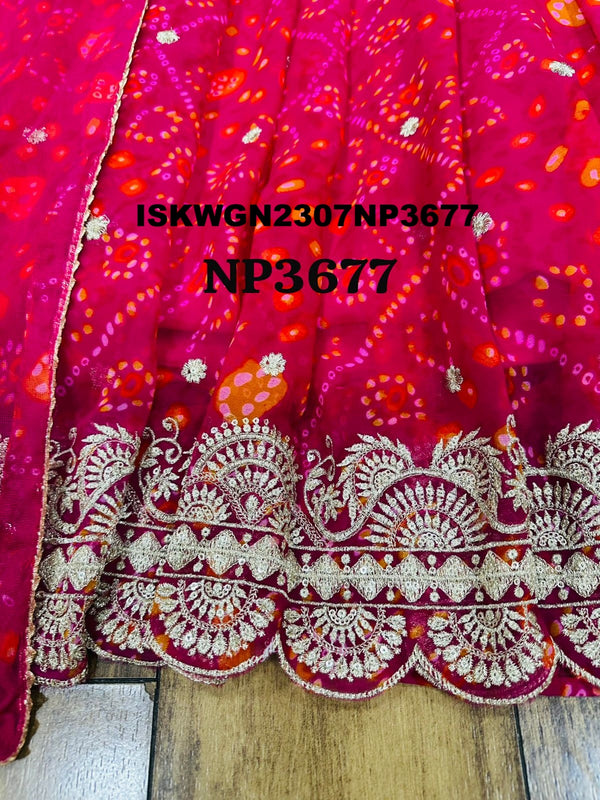 Bandhani Printed Viscose Georgette Gown With Net Dupatta-ISKWGN2307NP3677