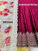 Embroidered Silk Gown With Digital Printed Organza Dupatta-ISKWGN2307NP2364