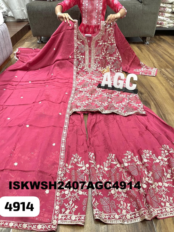 Embroidred Chinon Silk Kurti With Sharara And Dupatta-ISKWSH2407AGC4914
