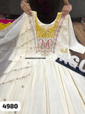 Embroidered Maslin Silk Gown With Organza Dupatta-ISKWGN2407AGC4980
