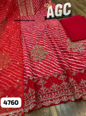 Lehariya Printed Chinon Silk Anarkali Kurti With Chinon Pant And Organza Dupatta-ISKWSU2407AGC4760