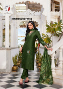 Embroidered Modal Silk Kurti With Pant And Digital Printed Organza Dupatta-ISKWSU25071450