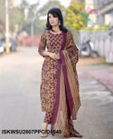 Kalamkari Printed Cotton Kurti With Block Printed Pant And Malmal Cotton Dupatta-ISKWSU2807PPC/D1849