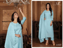 Embroidered Chanderi Kurti With Pant And Dupatta-ISKWSU290734221