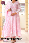 Chikankari Cotton Flared Kurti With Pant And Dupatta-ISKWSUFC290725B/FC290725P