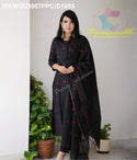 Embroidered Cotton Kurti With Pant And Dupatta-ISKWSU3007PPC/D1955