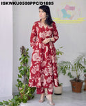 Floral Printed Cotton A-Line Kurti With Pant-ISKWKU0508PPC/D1885