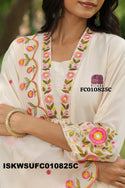 Embroidered Malmal Chanderi Kurti With Silk Pant And Dupatta-ISKWSUFC010825C/FC010825T