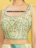Printed Chinon Pleated Lehenga With Blouse And Net Dupatta-ISKWLH300639951
