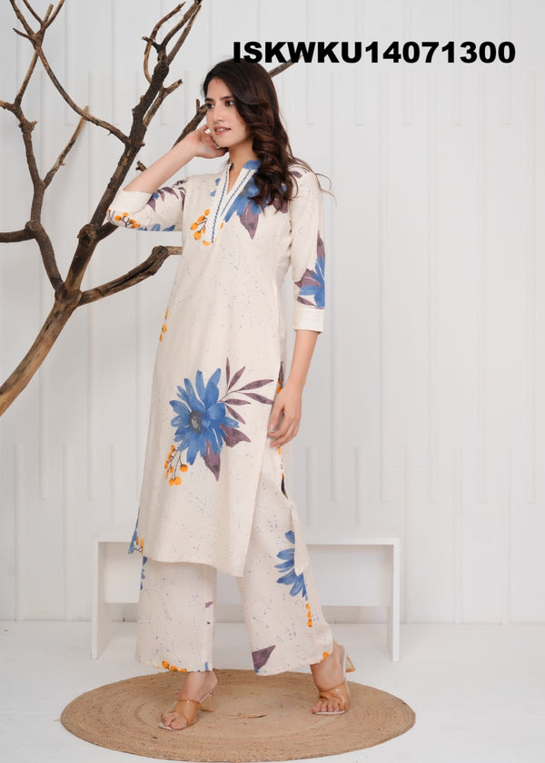 Printed Cotton Kurti With Pant-ISKWKU14071300