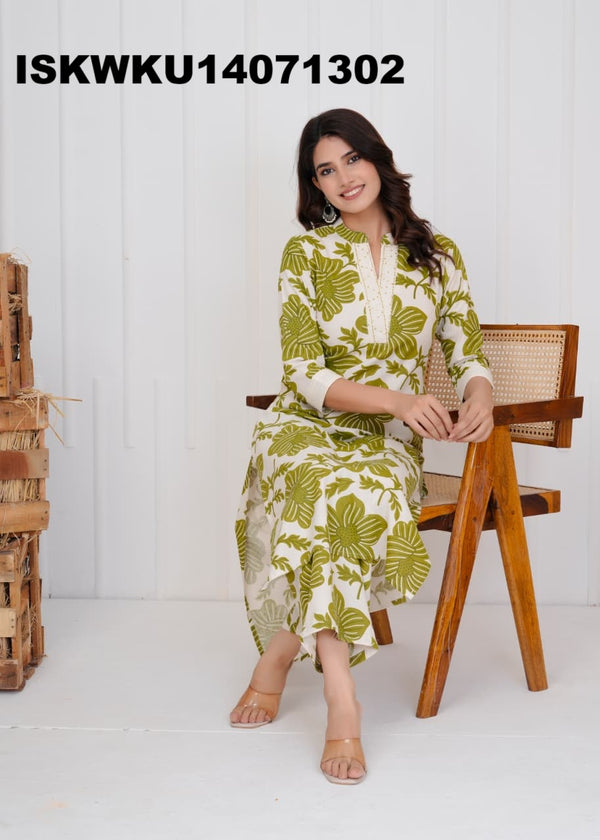 Printed Cotton Kurti With Pant-ISKWKU14071302