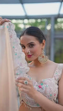 Embroidered Organza Lehenga With Blouse And Dupatta-ISKWLH160343001