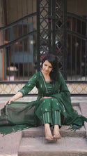 Hand Weaved Cotton Kurti With Pant And Kota Doriya Dupatta-ISKWSU2907PPC/D1968