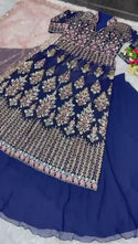 Embroidered Georgette Kurti With Lehenga And Net Dupatta-ISKWLH160343090