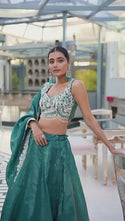 Embroidered Organza Lehenga With Blouse And Dupatta-ISKWLH160343001