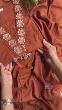 Embroidered Cotton Kurti With Pant And Dupatta-ISKWSUVC220725R
