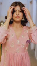 Embroidered Malmal Chanderi Kurti With Silk Pant And Tissue Silk Dupatta-ISKWSUVC280725P