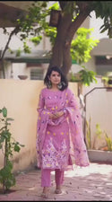 Hand Weaved Jamdani Cotton Kurti With Pant And Woven Dupatta-ISKWSU2506PPC/D1766