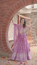 Embroidered Dola Silk Jacquard Lehenga With Blouse Organza Dupatta-ISKWLH03077100