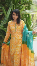 Batik Printed Silk Kurti With Pant And Dupatta-ISKWSU2907PPC/D1971