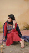 Khadi Cotton Kurti With Khadi Pant And Block Printed Dupatta-ISKWSU2807PPC/D2002