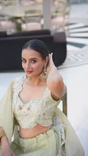 Embroidered Organza Lehenga With Blouse And Dupatta-ISKWLH160343001
