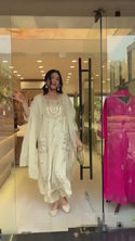 Embroidered Dola Silk Kurti With Silk Pant And Organza Dupatta-ISKWSUFC180725C