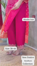 Bandhani Printed Maslin Silk Kurti With Silk Pant And Dupatta-ISKWSUFC250725P