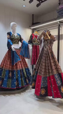 Ikkat Printed Khadi Cotton Lehenga With Blouse And Kora Silk Dupatta-ISKWNAV28071249