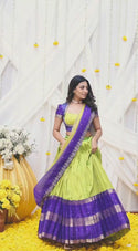 Embroidered Gadwal Silk Lehenga With Blouse And Organza Dupatta-ISKWLH2404BK775N