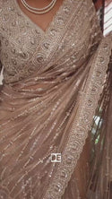 Embroidered Shimmer Net Saree With Ready To Wear Blouse-ISKWSR020453233