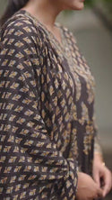 Ajrakh Printed Cotton Anarkali Kurti With Pant And Malmal Cotton Dupatta-ISKWSU2807PPC/D1813