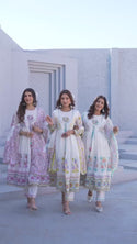 Floral Printed Malmal Cotton Anarkali Kurti With Pant And Dupatta-ISKWSU01057644