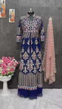 Embroidered Georgette Kurti With Lehenga And Net Dupatta-ISKWLH160343090