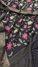Embroidered Munga Silk Saree With Blouse-ISKWSR020426049