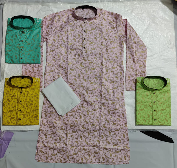 Cotton Foil Print Kurta With Pajama-Di.No-30