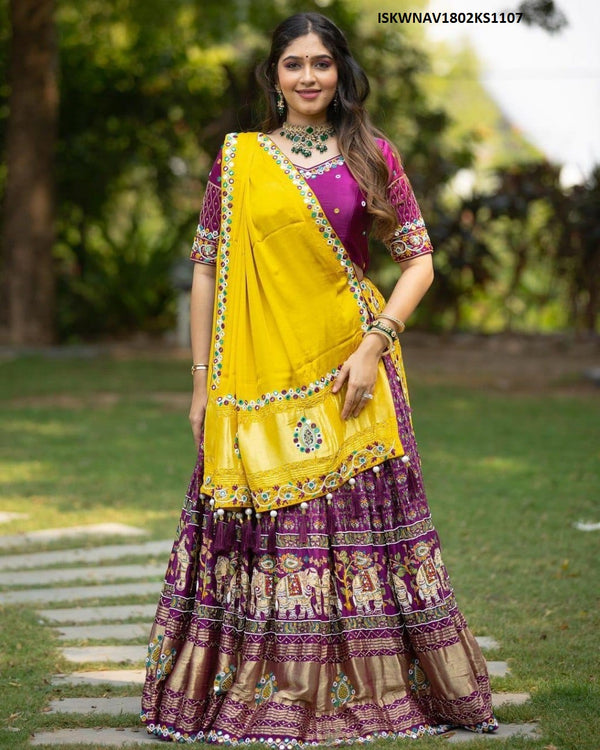 Digital Printed Chinon Silk Lehenga With Blouse And Dupatta-ISKWNAV1802KS1107