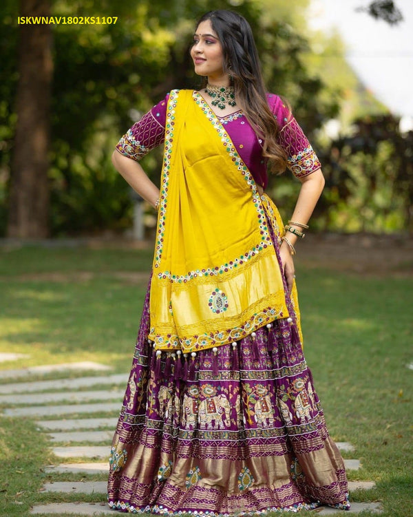 Digital Printed Chinon Silk Lehenga With Blouse And Dupatta-ISKWNAV1802KS1107