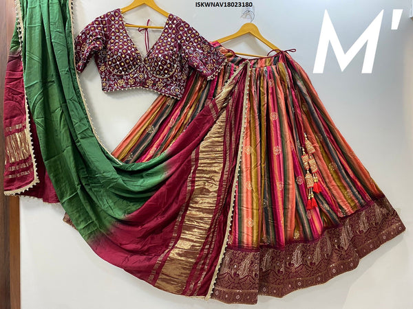 Banarasi Lehenga With Blouse And Contrast Gaji Silk Dupatta-ISKWNAV18023180